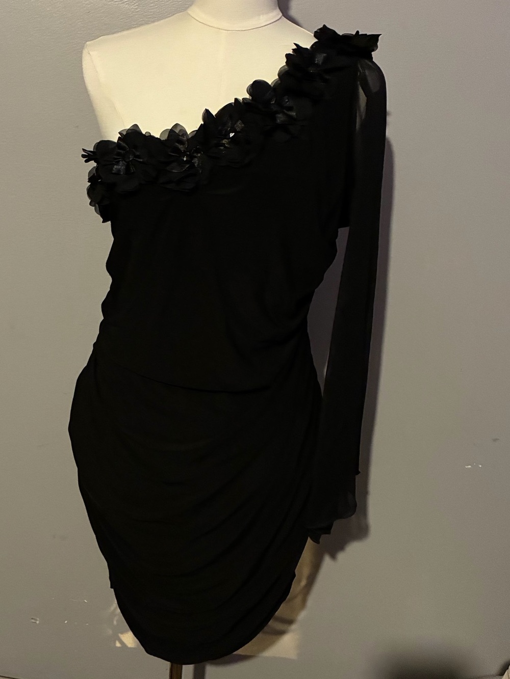Taboo One-Shoulder Black Floral Appliqué Dress 3X NWT’s